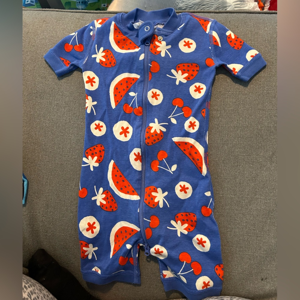 Hanna Andersson Blue Pajamas with Red and White Fruit Print